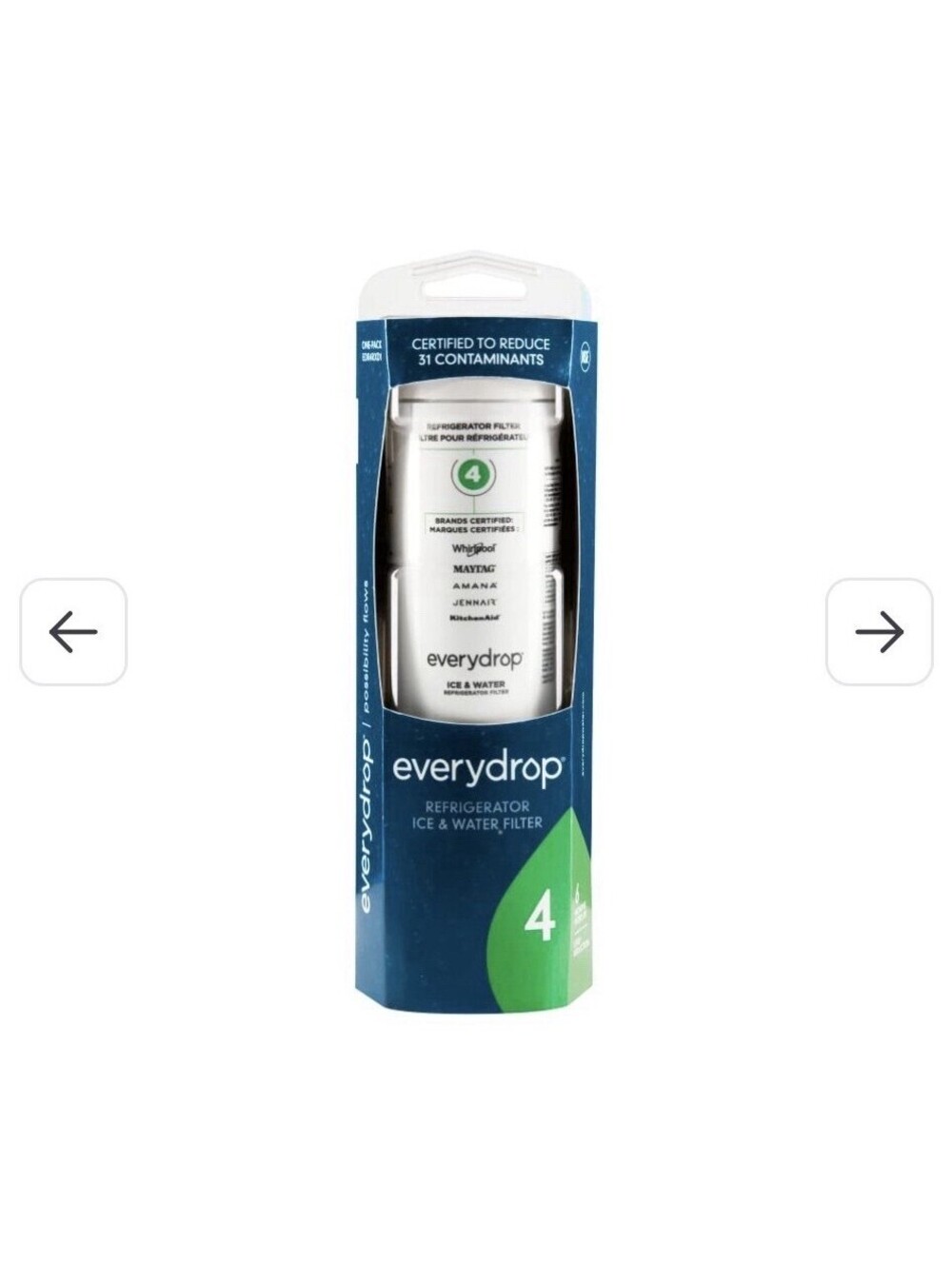 everydrop® by Whirlpool Ice and Water Refrigerator Filter 4, EDR4RXD1, 1 pack